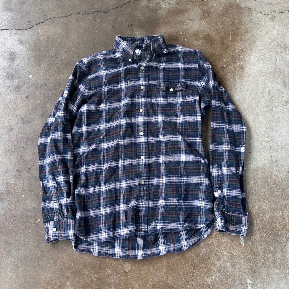 Ralph Lauren Flannel Shirt Mens M Blue Plaid Excellent Button Down Long Sleeve